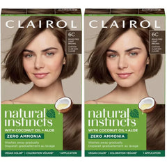 Clairol Natural Instincts Demi-Permanent Hair Dye, 6C Light Brown Hair Color, Pack of 2