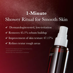 medicube Red Body Peeling Shot, Strawberry Skin Body Spray Cleanser, AHA + BHA + Succinic Acid, Exfoliating, 3.88 oz.