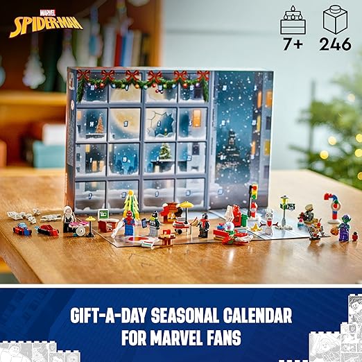 LEGO Marvel Spider-Man 2024 Advent Calendar, Buildable Christmas Countdown Toy for Kids, with 24 Super Hero Surprises Including 5 Minifigures, Festive Gift for 7 Plus Year Old Boys and Girls 76293