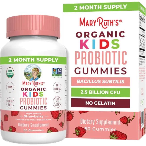 MARYRUTH'S Organics Kids Probiotics for Digestive Health | USDA Probiotic Gummies | 2 Month Supply | Kids Probiotics | Immune Support | Gut Health Supplement | Vegan | Non-GMO | Gluten Free | 60 Count