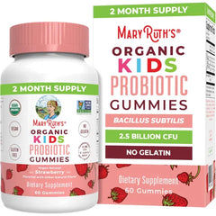 MARYRUTH'S Organics Kids Probiotics for Digestive Health | USDA Probiotic Gummies | 2 Month Supply | Kids Probiotics | Immune Support | Gut Health Supplement | Vegan | Non-GMO | Gluten Free | 60 Count