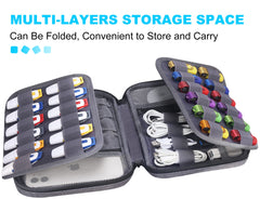 Lacdo USB Flash Drive Case Thumb Drive Holder Case Organizer Portable Electronic Accessories Storage Bag for SanDisk/SamData/Samsung USB Flash Drives Jump Drive Memory Stick, SD Card, Cables, Gray
