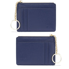 Slim RFID Blocking Card Holder Small Pocket Wallet Keychian Zipper Coin Purse Minimalist Leather Cash & Coin & Cards Case for Women Men, Royalblue, s, Rfid Wallet
