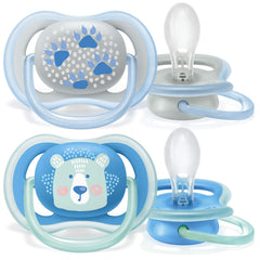 PHILIPS AVENT Ultra Air Pacifier, 6 18 Months, Bear/paw, 4 Pack, SCF085/09, Blue/Green, 4 Count (Pack of 1)