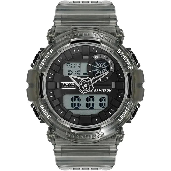 Armitron Sport Men's Analog-Digital Resin Strap Watch Translucent Grey