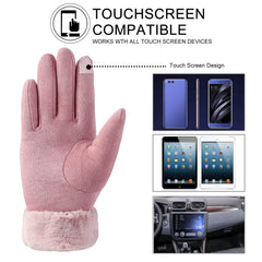 Winter Gloves for Women, Warm Touchscreen Glove Windproof Elastic Texting Gloves, Soft Lining Gloves for Ladies Sports Driving - Pink