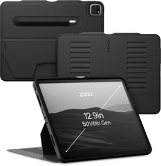 ZUGU CASE iPad Pro 12.9 Case, Ultra Slim Protective Case/Cover Designed for iPad Pro 12.9-inch (6th Gen / 5th Gen) Wireless Apple Pencil Charging, Convenient Magnetic Stand (Auto Sleep/Wake) - Black