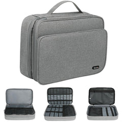 Gocokia Plus Large Capacity Electronic Accessories Organizer, Storage Handbag with Front Pocket Travel Cable Organizer Gadget Bag Carry Pouch for iPad 11,Hard Drives, Power, Charger -Grey
