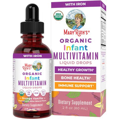 MARYRUTH'S USDA Organic Multivitamin Drops for Infants w/Iron, Vegan, 2oz | With Iron, USDA Organic, Immune Support & Overall Wellness, Vegan, Non-GMO