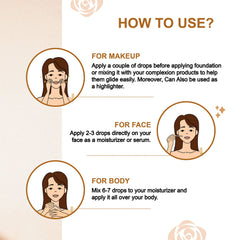 The Beauty Co. Rose Gold Face Oil, 25 ml (Pack of 2)| Moisturizer | Mix with your Makeup | Primer | Highlighter | Made in India
