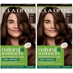 Clairol Natural Instincts Demi-Permanent Hair Dye, 4W Dark Warm Brown Hair Color, Pack of 2