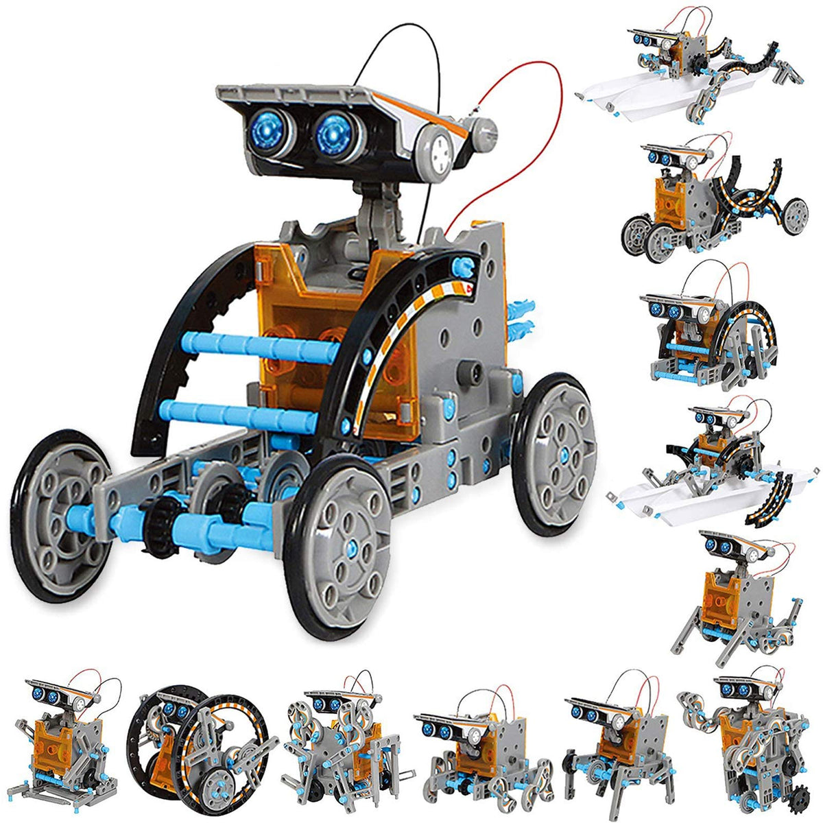 Sillbird STEM 13-in-1 Education Solar Robot Toys -190 Pieces DIY Building Science Experiment Kit for Kids Aged 8-10 and Older,Solar Powered by The Sun
