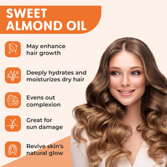 Aitnaturals Organic Sweet Almond Oil - 473ml | 100% Pure, Cold-Pressed | Ideal for Hair Growth, Nails, Glowing Skin and Face | Vitamin E Carrier Oil for Moisturizing, Facial Polish and Body Massages
