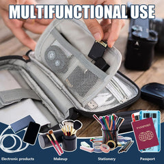 OPULENO Electronic Organizer, Travel Cable Organizer Bag with Double Layer Design, Waterproof Electronics Accessories Storage Bag for Cable, Charger, Cord, Phone, Earphone (Black)