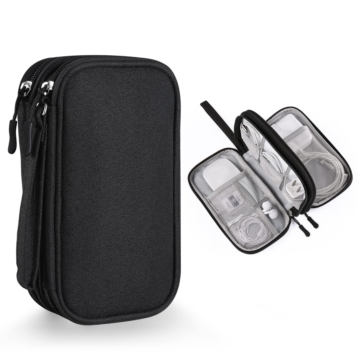 Bevegekos Travel Tech Kit, Universal Carrying Organizer Case Bag for Small Electronics and Accessories, Waterproof (Black)