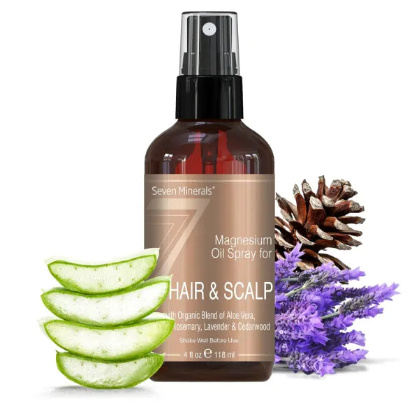Seven Minerals Anti-hair Loss Treatment - Magnesium Spray for Men and Women | 100 Percent Natural and Organic, 4 Fl Oz