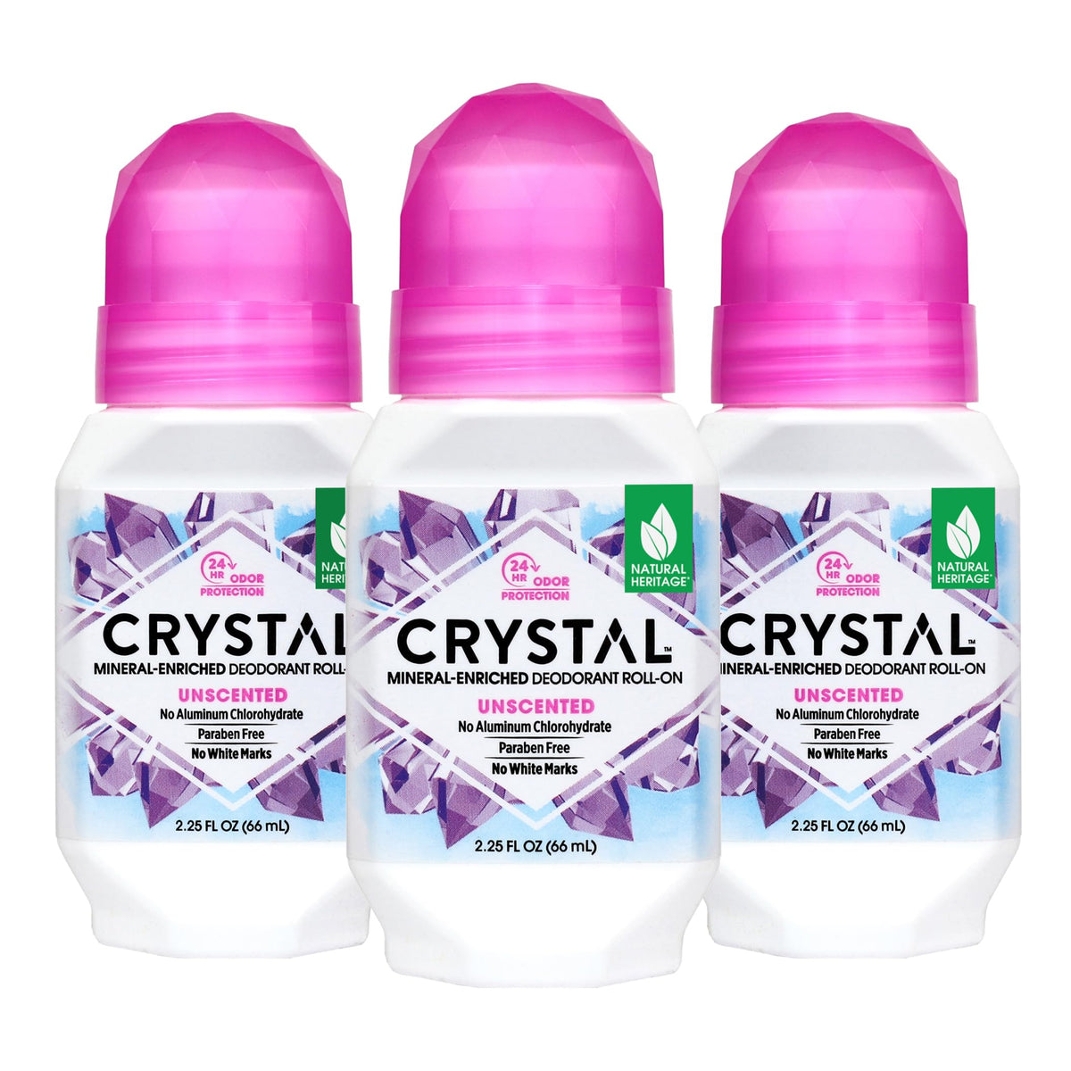 Crystal Essence BODY DEODORANT Roll-On - Unscented Susan G Komen (2.25 fl oz) - 3 Pack - Packaging May Vary
