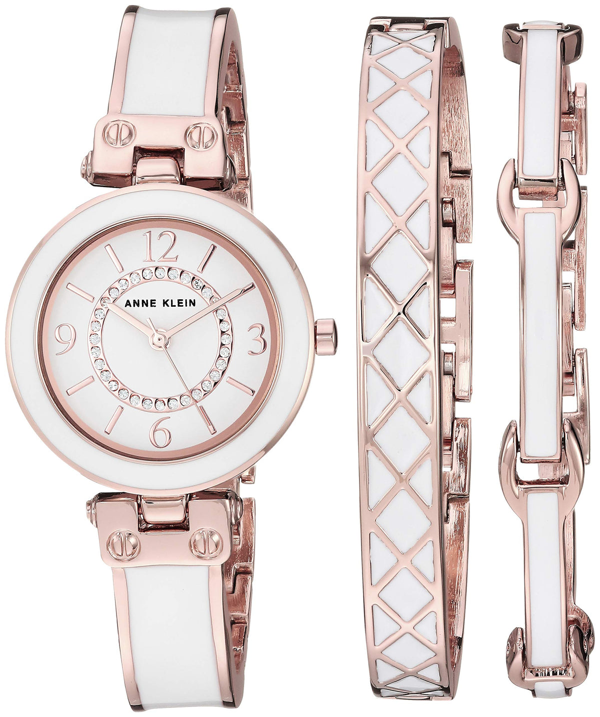 Anne Klein Women's Accented Bangle Watch and Bracelet Set, AK/3296