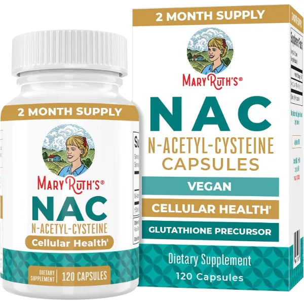 MARYRUTH'S NAC Supplement N-Acetyl Cysteine Capsules, Glutathione Precursor | Glutathione Precursor, Amino Acid, Cellular Health, Vegan, Non-GMO
