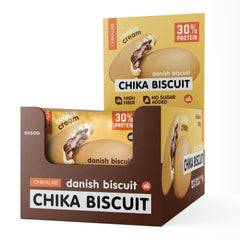 Chikalab Chika Biscuit Protein Cookie Cream Filling Danish Biscuit Flavor, High Fiber and No Sugar Added - 50g (Pack of 9)