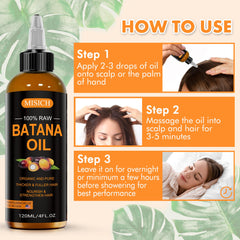 Dr Sebi Raw Batana Oil, 100% Natural Organic Hair Growth Oil for Men & Women, Sourced from Honduras, Pure, Unrefined, Enhances Thickness, Prevent Hair Loss 4 Oz