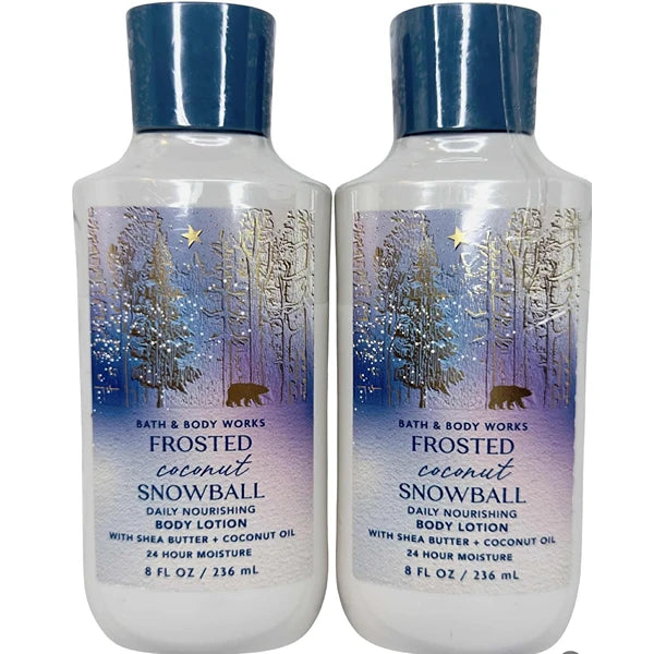 Bath & Body Works 2 Pack Frosted Coconut Snowball Super Smooth Body Lotion 8 Oz