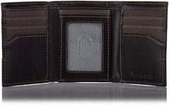 Timberland Men's Canvas & Leather Trifold Wallet - Charcoal