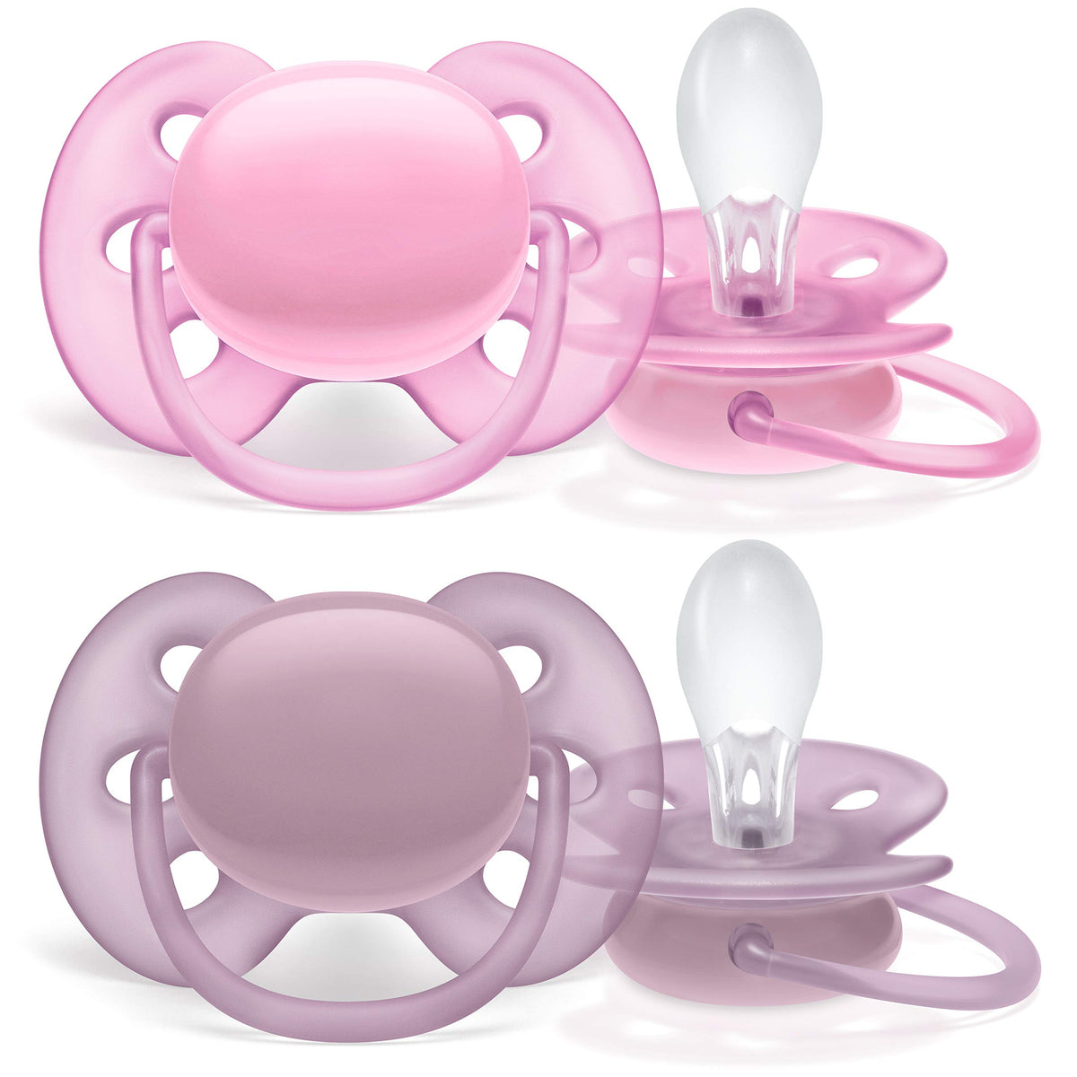 AVENT Philips Ultra Soft Pacifier, 6-18 Months, Pink, 4 Pack, SCF211/41