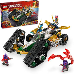 LEGO NINJAGO Ninja Team Combo Vehicle, 4 in 1 Ninja Playset for Kids with Glider, Off-Road Racer and 2 Motorcycle Toys, Birthday Gift for Boys and Girls, Ninja Toy with 6 Minifigures, 71820