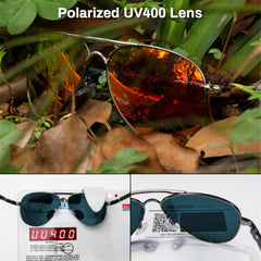 ROCKNIGHT Polarized Aviator Sunglasses for Men Women Metal Flat Top Sunglasses lightweight Driving UV400 Outdoor 58mm
