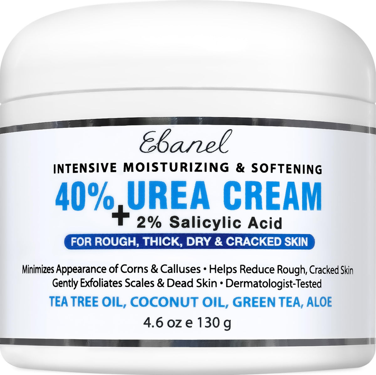 Ebanel Urea Cream 40% plus Salicylic Acid 2%, Foot Cream for Dry Cracked Feet Heels Knees Elbows Hands Repair Treatment, Foot Moisturizer Corn Callus Dead Skin Remover Toenail Softener for Feet Care