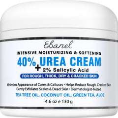 Ebanel Urea Cream 40% plus Salicylic Acid 2%, Foot Cream for Dry Cracked Feet Heels Knees Elbows Hands Repair Treatment, Foot Moisturizer Corn Callus Dead Skin Remover Toenail Softener for Feet Care