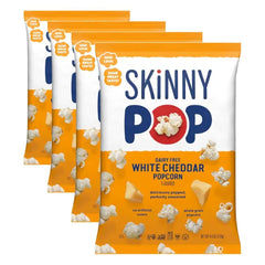 SkinnyPop White Cheddar Popcorn, 4.4oz Grocery Sized Bag, Skinny Pop, Healthy Popcorn Snacks, Gluten Free (Pack of 4)