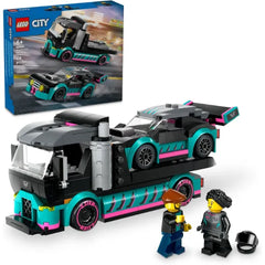 LEGO City Race Car and Car Carrier Truck Toy Playset, Vehicle Transporter with Adjustable Loading Ramp and Race Car Toy, Racer and Driver Minifigures, Fun Gift for Kids Ages 6 and Up, 60406