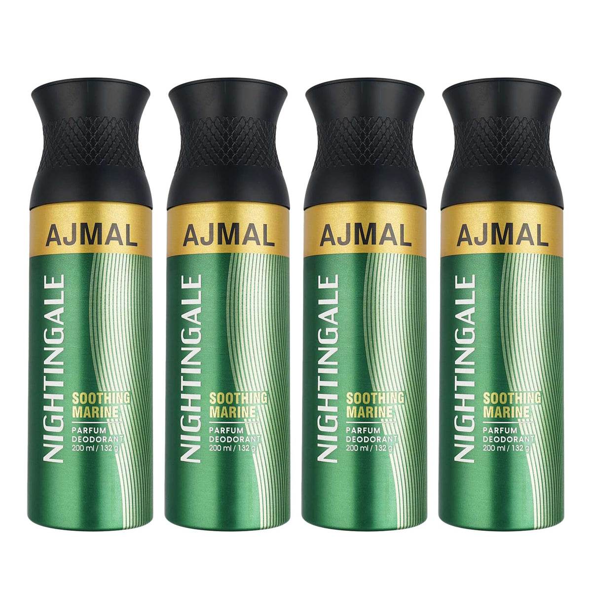 Ajmal Nightingale Deodorant Combo pack of 4 Deodorant 200ml each (Total 800ML) for Men & Women + 4 Parfum Testers