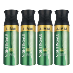 Ajmal Nightingale Deodorant Combo pack of 4 Deodorant 200ml each (Total 800ML) for Men & Women + 4 Parfum Testers