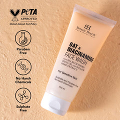 Botanic Hearth Oat & Niacinamide cleanser Face Wash Enriched with Seabuckthorn fruit oil, Willow Bark Extract | Ideal for Sensitive Skin | For Women & Men | Sulphate & Paraben Free | 100ml