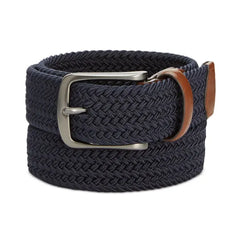 Perry Ellis Portfolio Men's Webbed Leather-Trim Belt