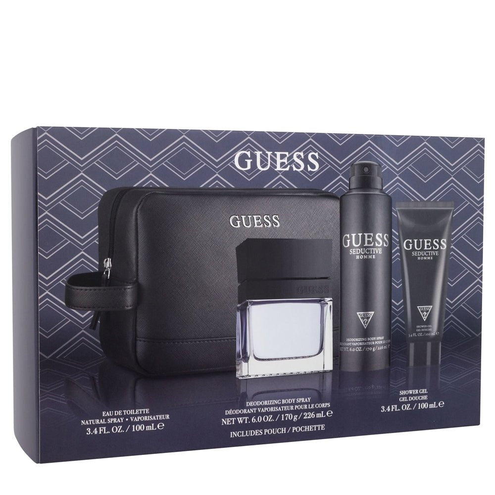 Guess Seductive Homme Set EDT 100Ml+Deo Spray 226Ml+Shower Gel 100Ml+Pouch - AllurebeautypkGuess Seductive Homme Set EDT 100Ml+Deo Spray 226Ml+Shower Gel 100Ml+Pouch