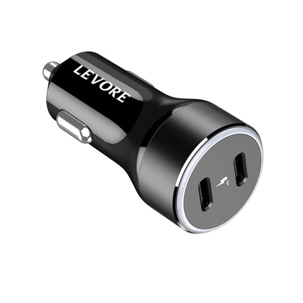 Levore Car Charger 66W 2X USB-C PD Ports (LGC122-BK) - Black