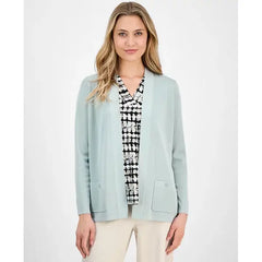 Anne Klein Womens Malibu Fine Rib Open Front Cardigan, Stylish Lightweight Layering Piece