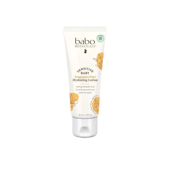 Babo Botanicals Sensitive Baby Fragrance-Free Daily Hydrating Baby Lotion - Shea Butter & Jojoba Oil - for Body & face - for Babies, Kids & Adults with Sensitive Skin - Vegan