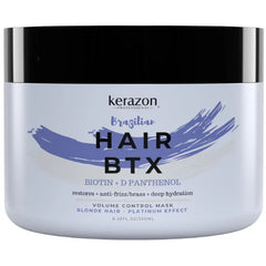 Kerazon Professional Blonde Brazilian Hair BTX Treatment Purple Mask Platinum Effect & Silver Hair Providing Smoothing, Deep Hydration, Anti-Brass, Shine, Softness, Volume & Frizz Control