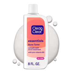 Clean & Clear Essentials Oil Free Acne Toner, 2% Salicylic Acid Acne Treatment, Gentle Facial Toner for Pimples Cleanses Pores to Clear & Remove Blackheads, Fragrance Free