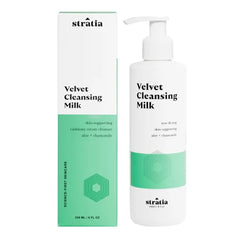 Stratia Velvet Cleansing Milk - Gentle Cream Face Cleanser, Moisturizing & Non-Foaming with Chamomile, Olive Oil & Aloe Vera
