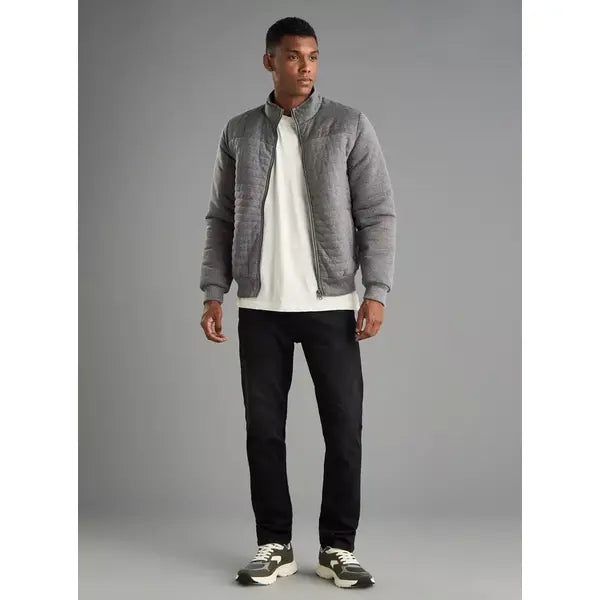 Panelled Zip-Through Jacket - Gray