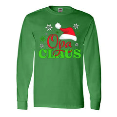 Inktastic Opa Claus with Christmas Santa Hat and Snowflakes Long Sleeve T-Shirt