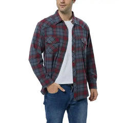 COEVALS CLUB Mens Flannel Long Sleeve Shirts Corduroy Lined Snap Button Up Cotton Western Plaid Shirts