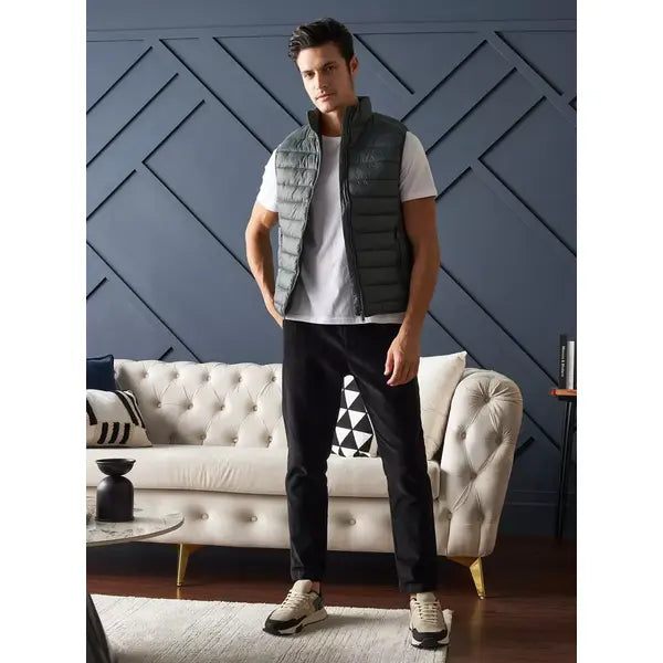 Plain Puffer Gilet - Green