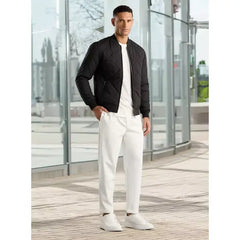 Quilted Zip Through Bomber Jacket - Black